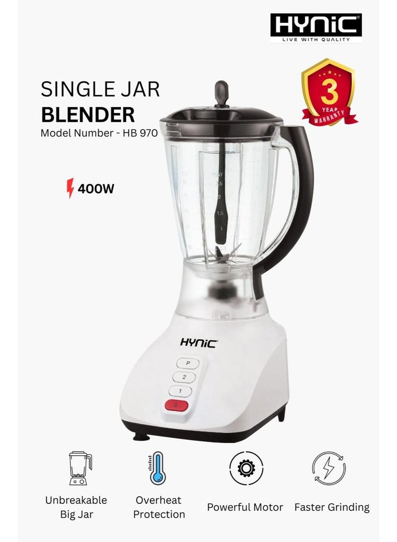 Hynic 400W Juicer & Professional Blender with Unbreakable 1.5L Jar, Double Stainless Steel Blades, 2-Speed Control & Pulse – 3-Year Warranty - Image 1